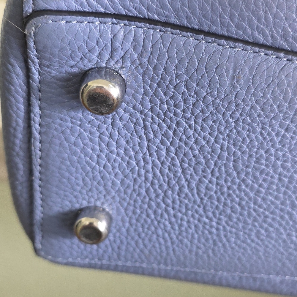 COACH C1566 Periwinkle Blue Pebbled Leather Marlie Tote Silver Chain Strap EUC - Picture 14 of 17